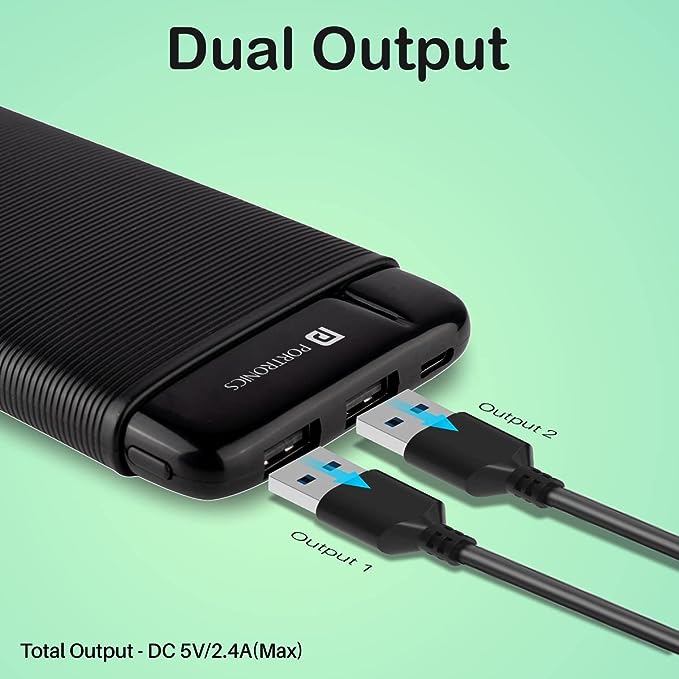 Portronics Power PRO 10K 10000 mAh,10w Slim Power Bank with Dual USB Output Port for iPhone, Anrdoid & Other Devices.(Black) Portronics Power PRO 10K 10000 mAh,10w Slim Power Bank with Dual USB Output Port for iPhone, Anrdoid & Other Devices.(Black)